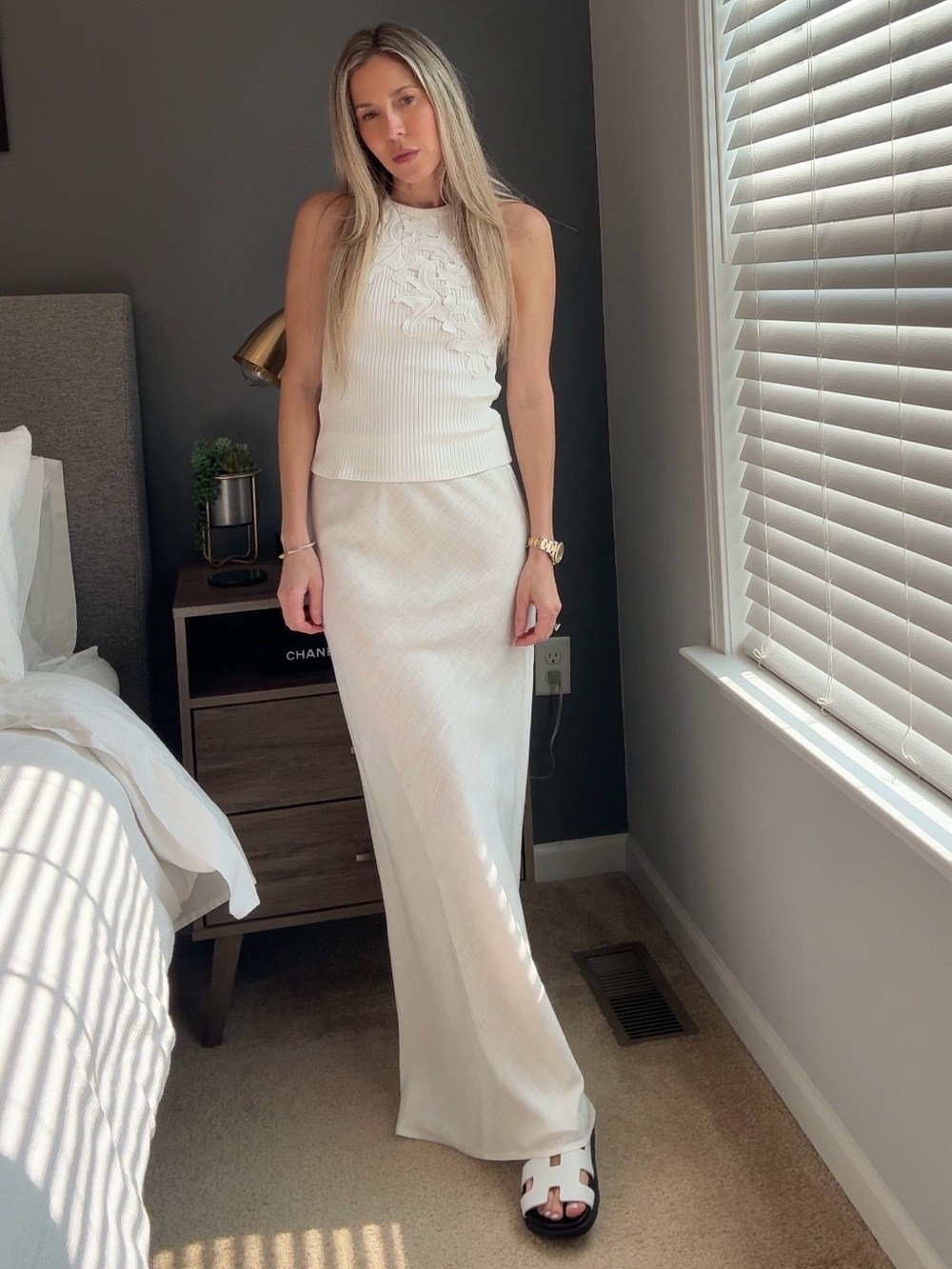 H&M Linen Blend Maxi Skirt